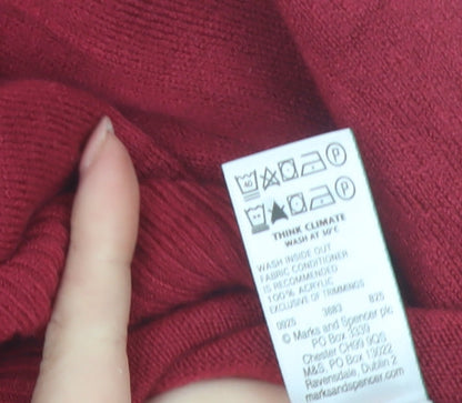 Marks and Spencer Women's Red Crew Neck Acrylic Jumper Size 12