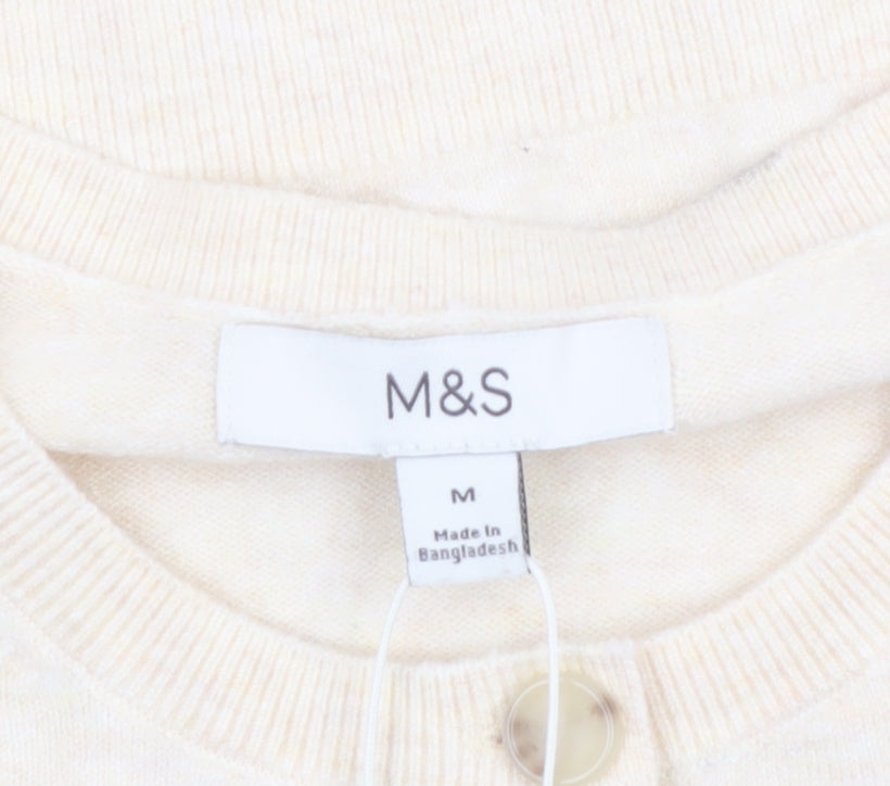 Marks and Spencer Women Beige Cardigan Knit Jumper M