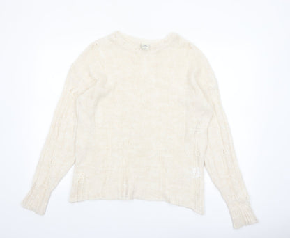 Urban Outfitters Women Ivory Open-Knit Crew Neck Jumper Size S