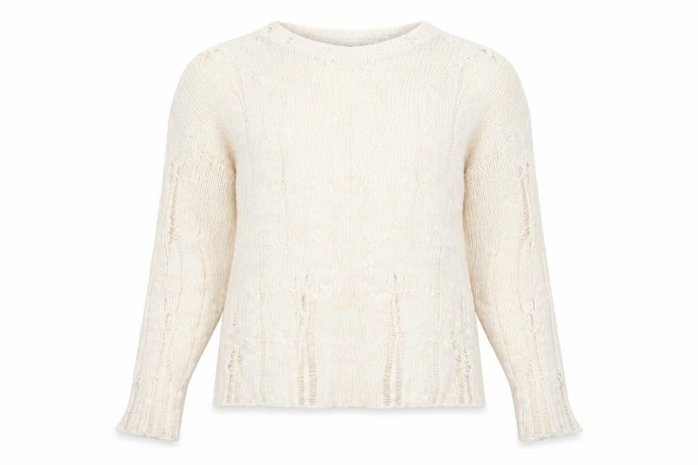 Urban Outfitters Women Ivory Open-Knit Crew Neck Jumper Size S