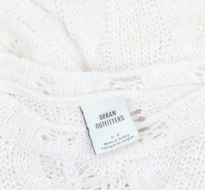 Urban Outfitters Women Ivory Open-Knit Crew Neck Jumper Size S