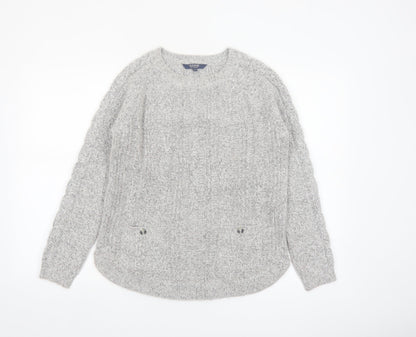 Maine New England Women's Grey Cable Knit Jumper Size 10