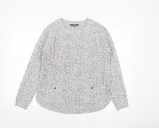 Maine New England Women's Grey Cable Knit Jumper Size 10