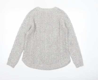 Maine New England Women's Grey Cable Knit Jumper Size 10