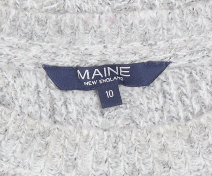 Maine New England Women's Grey Cable Knit Jumper Size 10