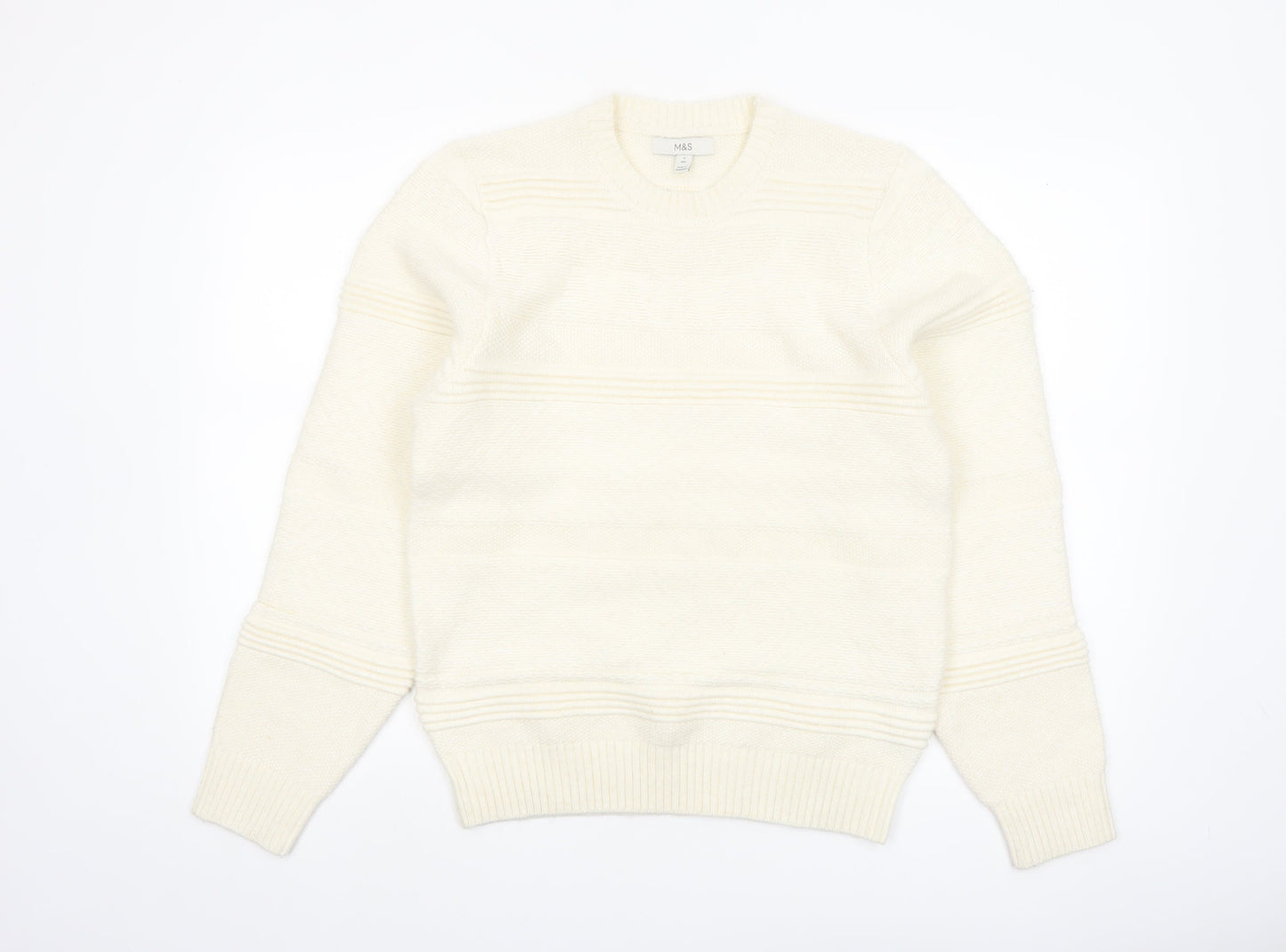 Marks and Spencer Men's Ivory Crew Neck Knit Jumper S Regular Fit