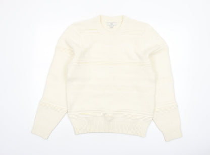 Marks and Spencer Men's Ivory Crew Neck Knit Jumper S Regular Fit