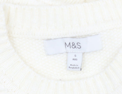 Marks and Spencer Men's Ivory Crew Neck Knit Jumper S Regular Fit