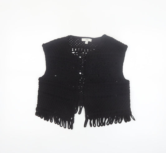 Marks and Spencer Womens Black Crochet Fringe Vest M