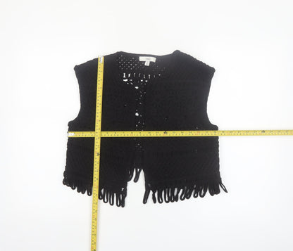 Marks and Spencer Womens Black Crochet Fringe Vest M