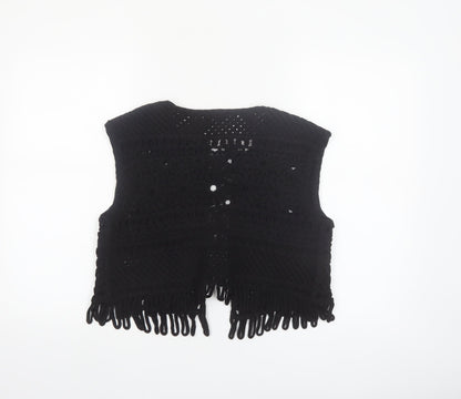 Marks and Spencer Womens Black Crochet Fringe Vest M