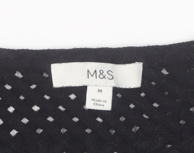 Marks and Spencer Womens Black Crochet Fringe Vest M