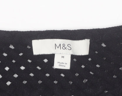 Marks and Spencer Womens Black Crochet Fringe Vest M