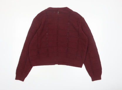 Marks and Spencer Women Red XL Knit Cardigan Crew Neck Jumper