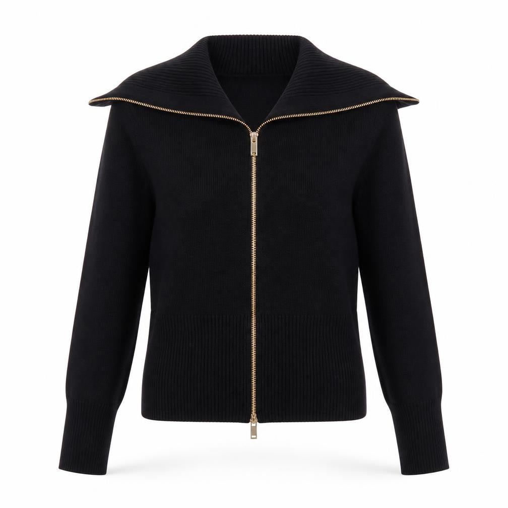 Marks and Spencer Women's Black Full Zip Knit Jumper Size S