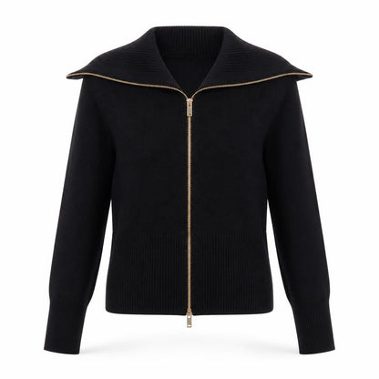 Marks and Spencer Women's Black Full Zip Knit Jumper Size S