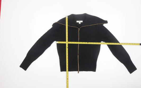 Marks and Spencer Women's Black Full Zip Knit Jumper Size S