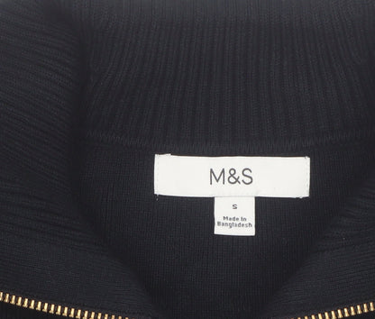 Marks and Spencer Women's Black Full Zip Knit Jumper Size S