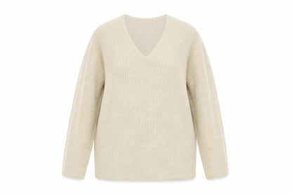 Marks & Spencer Womens Beige V-Neck Knit Jumper M