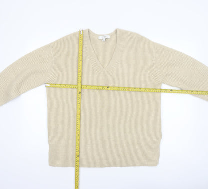 Marks and Spencer Womens Beige V-Neck Knit Jumper M