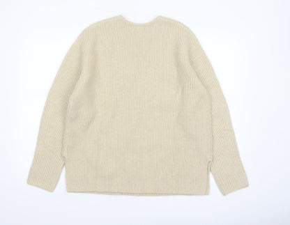 Marks and Spencer Womens Beige V-Neck Knit Jumper M