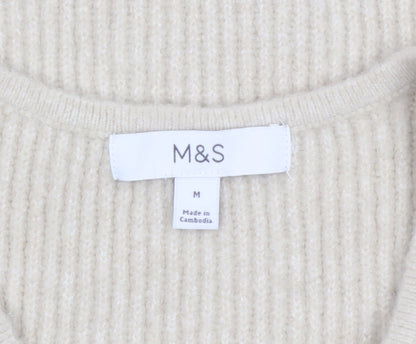 Marks and Spencer Womens Beige V-Neck Knit Jumper M