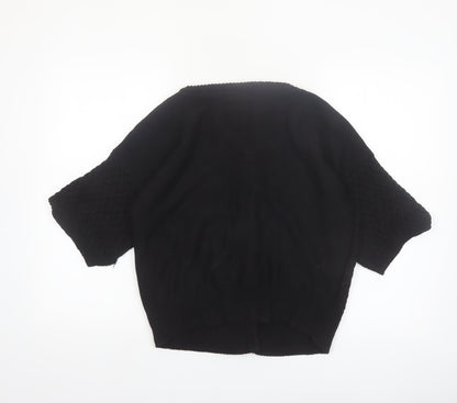 Atmosphere Women’s Black Cotton Short Sleeve Cable Knit Cardigan Size 14