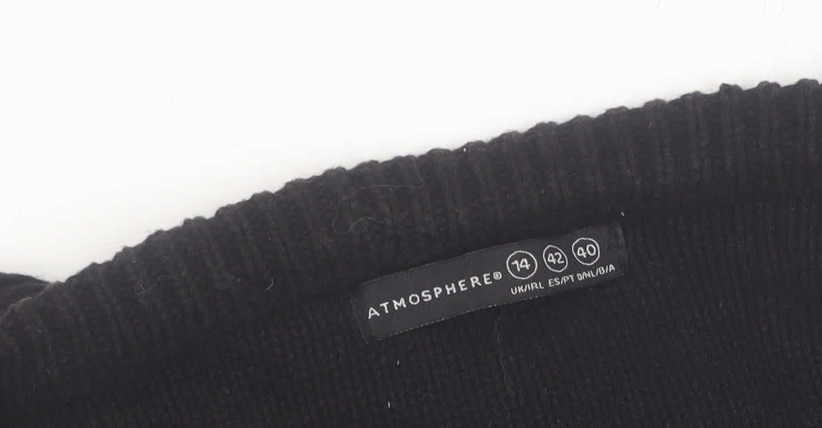 Atmosphere Women’s Black Cotton Short Sleeve Cable Knit Cardigan Size 14