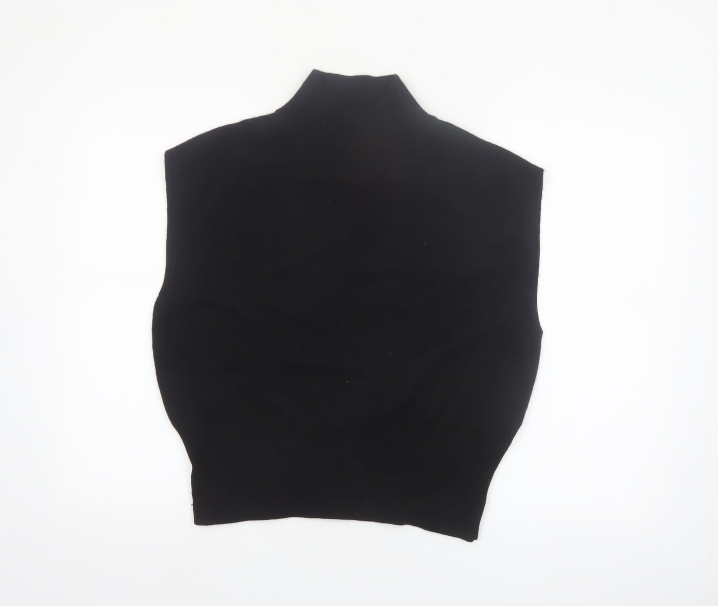 Mint Velvet Womens Black Mock Neck Sleeveless Knit Vest L