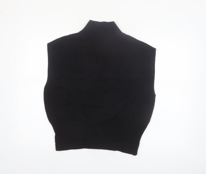 Mint Velvet Womens Black Mock Neck Sleeveless Knit Vest L