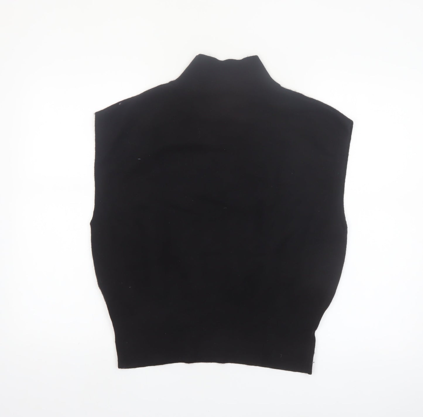 Mint Velvet Womens Black Mock Neck Sleeveless Knit Vest L