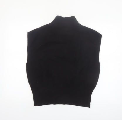 Mint Velvet Womens Black Mock Neck Sleeveless Knit Vest L