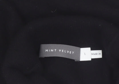Mint Velvet Womens Black Mock Neck Sleeveless Knit Vest L