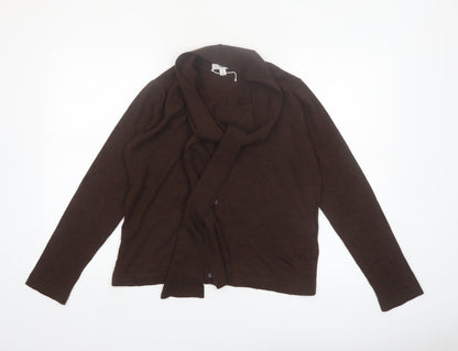 Marks and Spencer Women's Brown M Collared Knit Cardigan