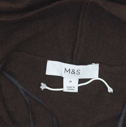 Marks and Spencer Women's Brown M Collared Knit Cardigan