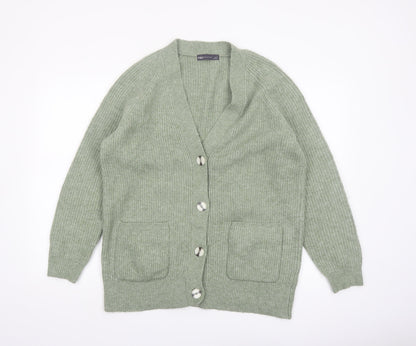 Marks and Spencer Women's Green Chunky-Knit Cardigan M