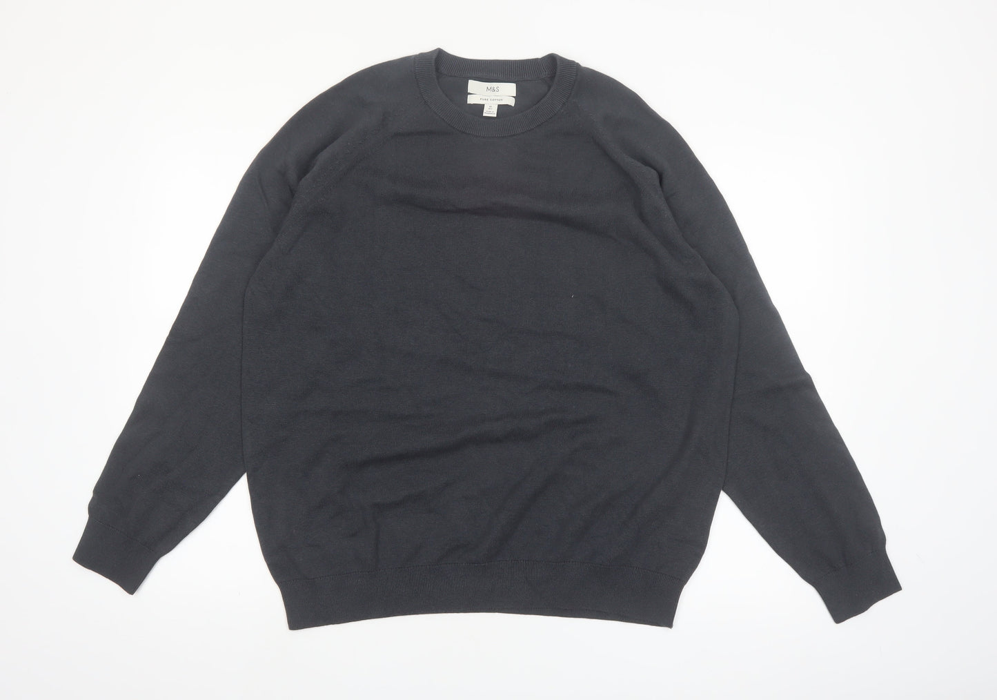 Marks and Spencer Men's Black XL Pure Cotton Crew Neck Jumper