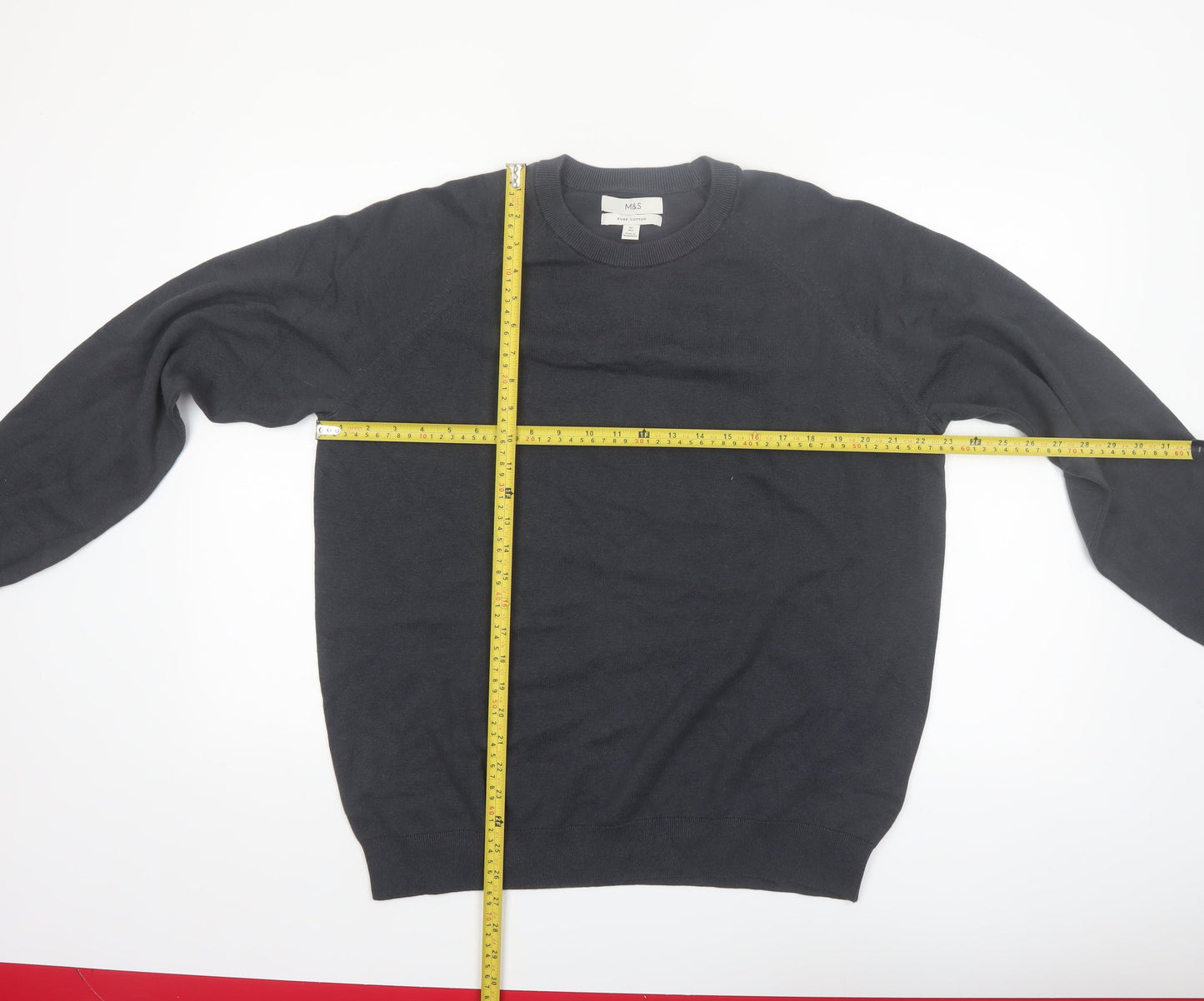 Marks and Spencer Men's Black XL Pure Cotton Crew Neck Jumper