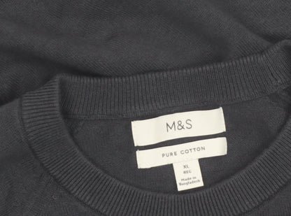 Marks and Spencer Men's Black XL Pure Cotton Crew Neck Jumper