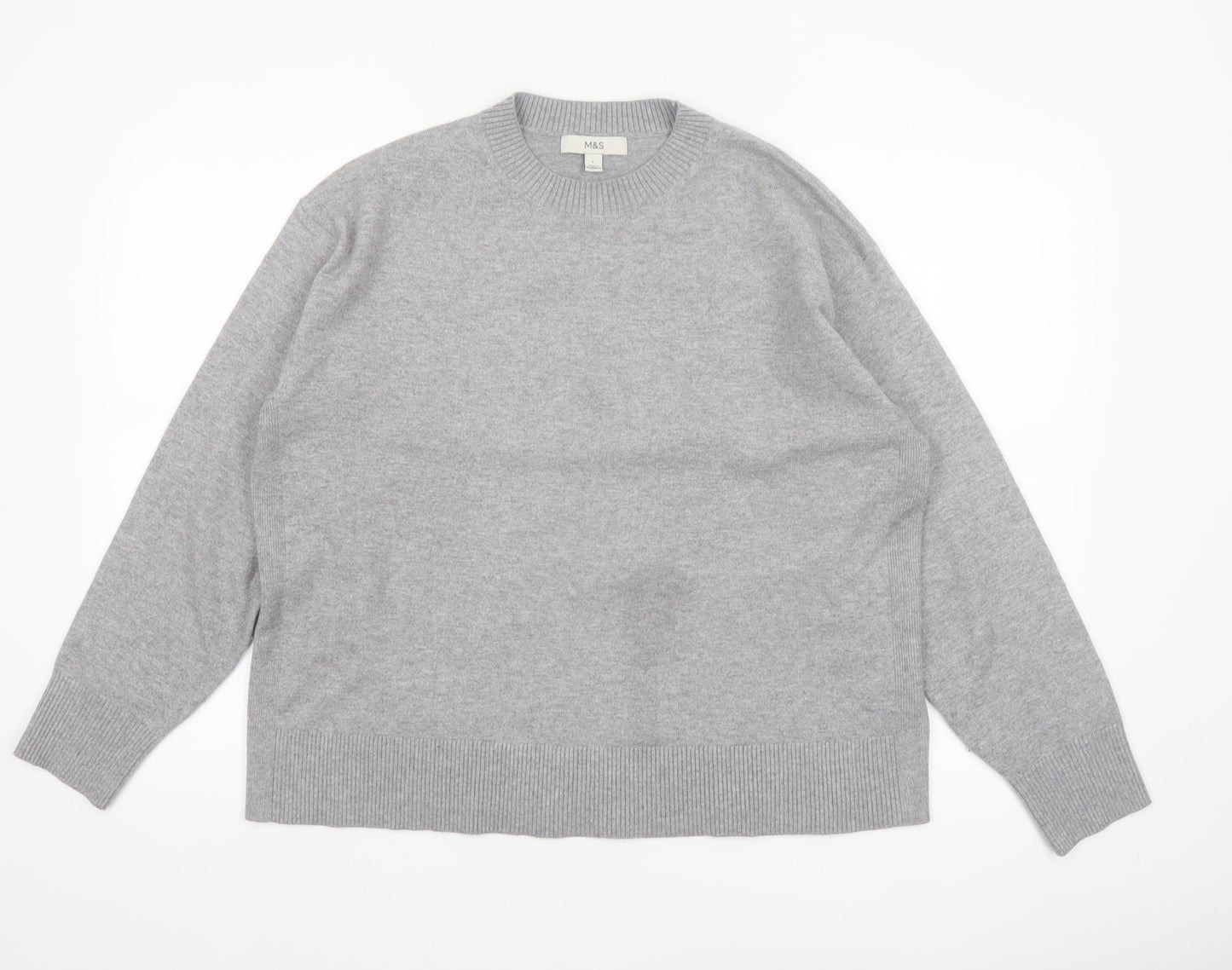 Marks and Spencer Womens Grey Wool Crew Neck Pullover Jumper L