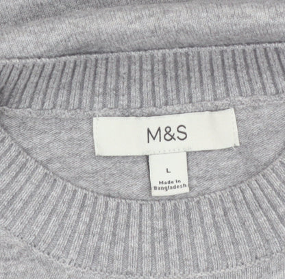 Marks and Spencer Womens Grey Wool Crew Neck Pullover Jumper L