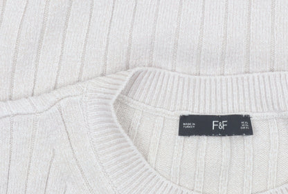 F&F Women Beige Ribbed Knit Sleeveless Vest Jumper Size XL