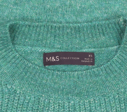 Marks and Spencer Women Green XS Chunky-Knit Crew Neck Jumper