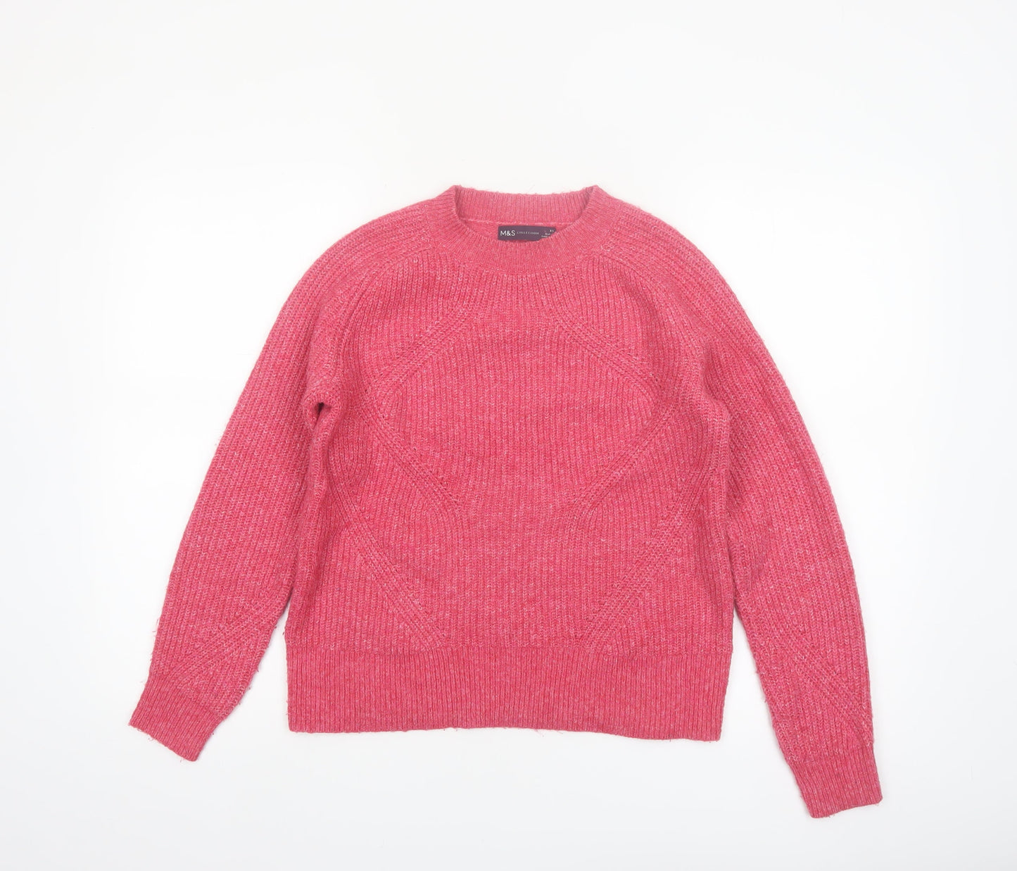 Marks and Spencer Womens Pink XS Crew Neck Knit Pullover Jumper