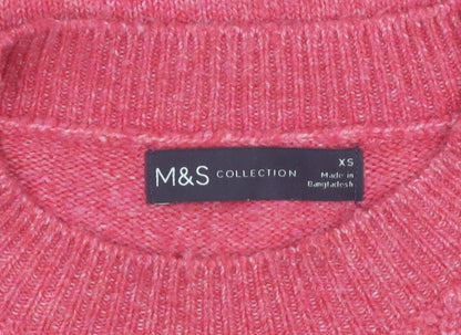 Marks and Spencer Womens Pink XS Crew Neck Knit Pullover Jumper