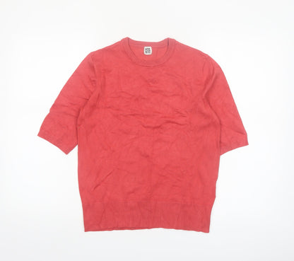 La Redoute Women Red Short Sleeve Knit Jumper Size M