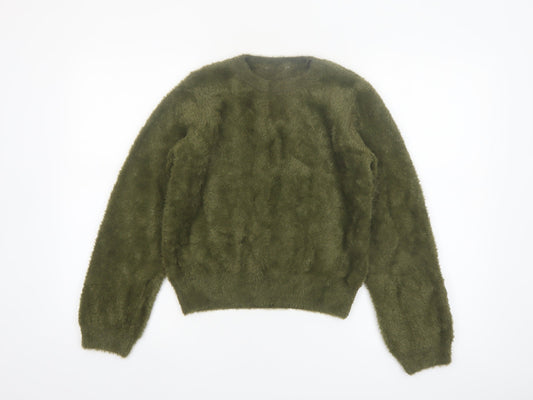 Marks and Spencer Women Green Fluffy Knit Pullover Jumper Size S
