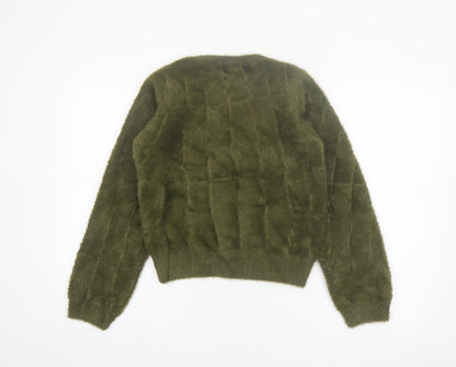 Marks and Spencer Women Green Fluffy Knit Pullover Jumper Size S