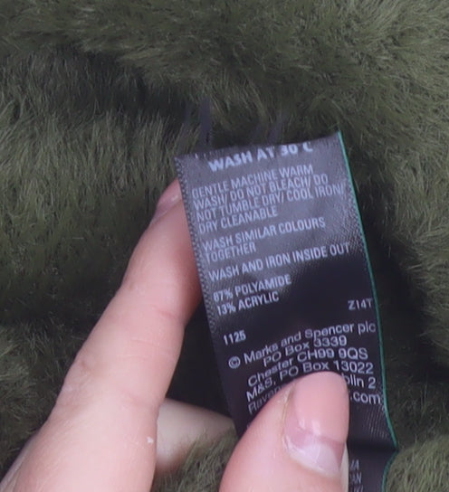 Marks and Spencer Women Green Fluffy Knit Pullover Jumper Size S