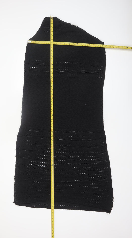 Marks and Spencer Women Black L Crochet Knit Sheath Dress